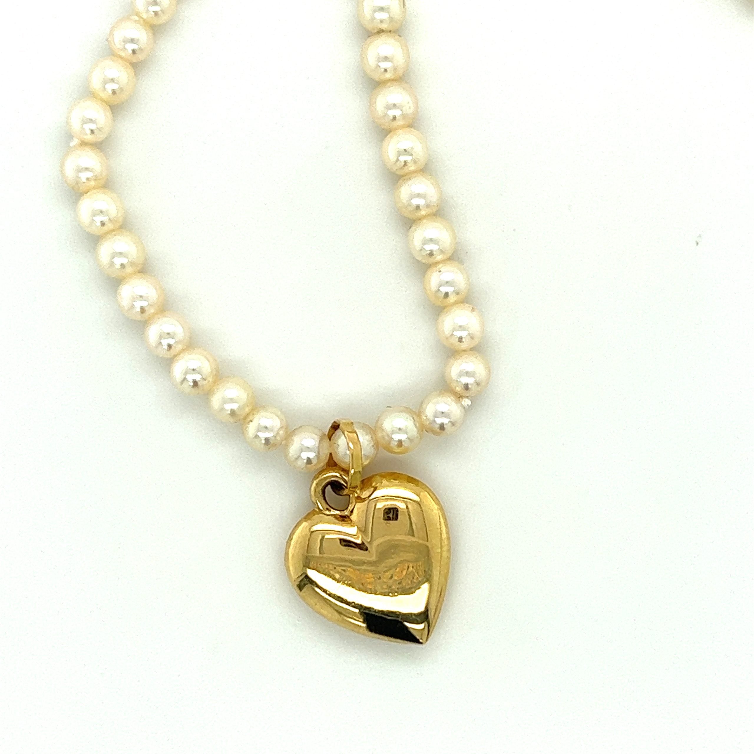 Pearl Necklace with Heart Pendant