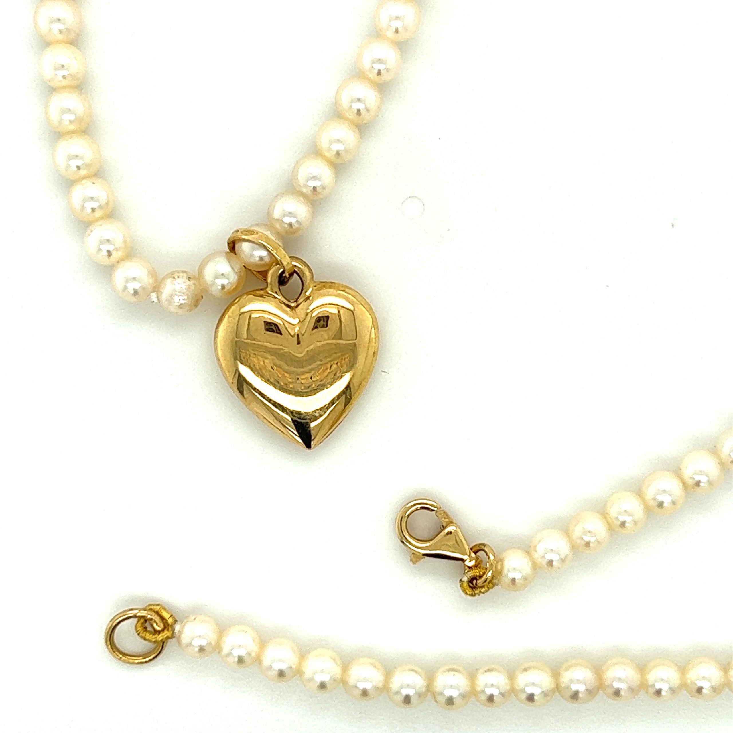 Pearl Necklace with Heart Pendant