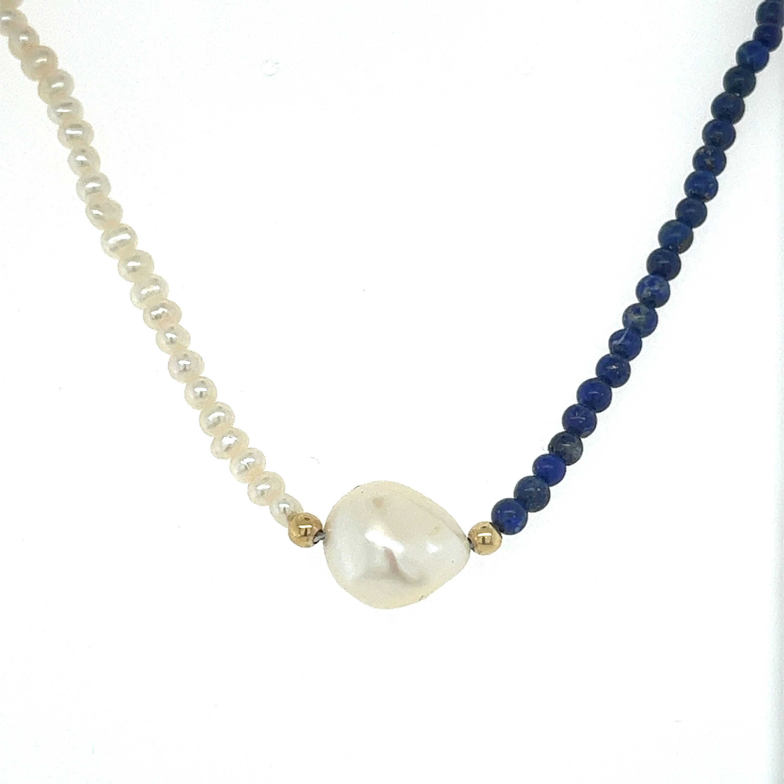 Pearl & Lapis Bicolor necklace