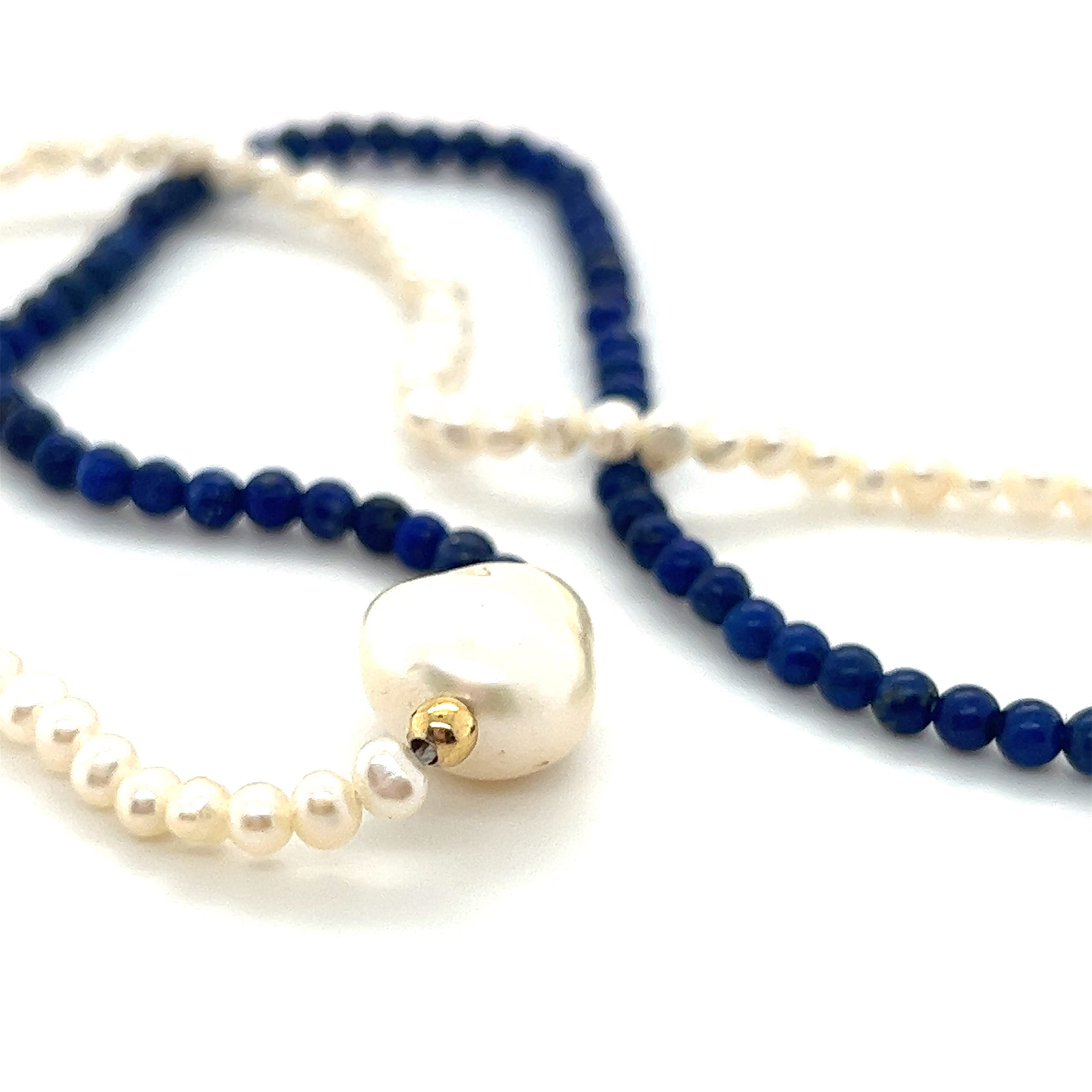 Pearl & Lapis Bicolor necklace