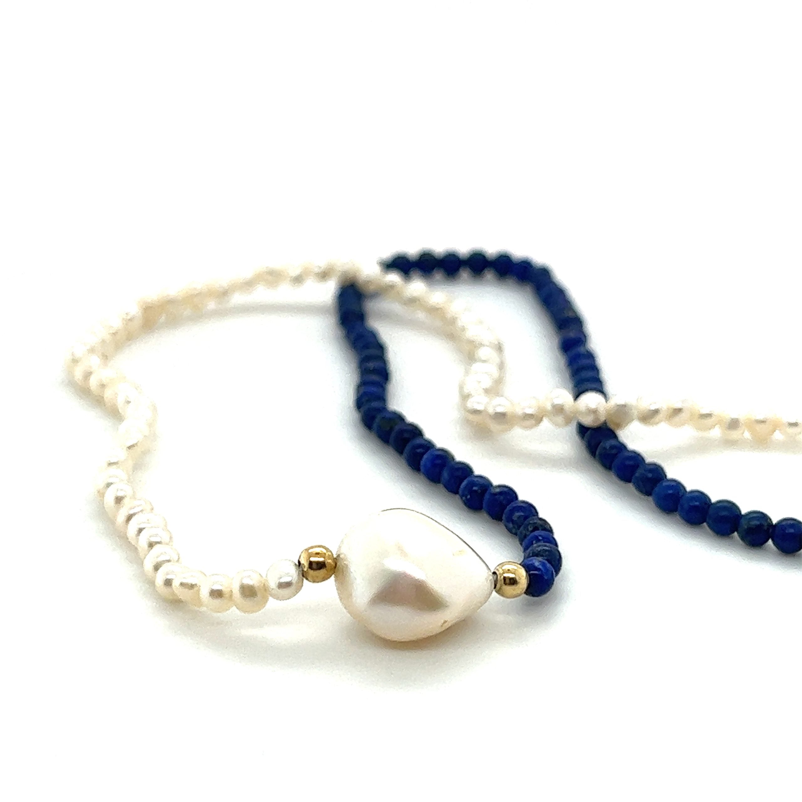 Pearl & Lapis Bicolor necklace