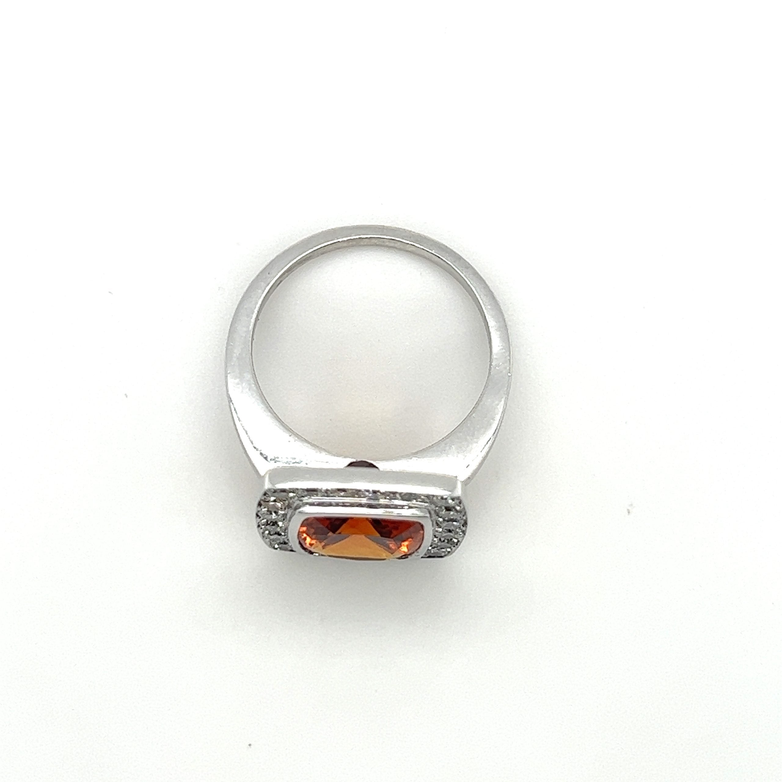 Orange Topaz and Diamond Cocktail Ring