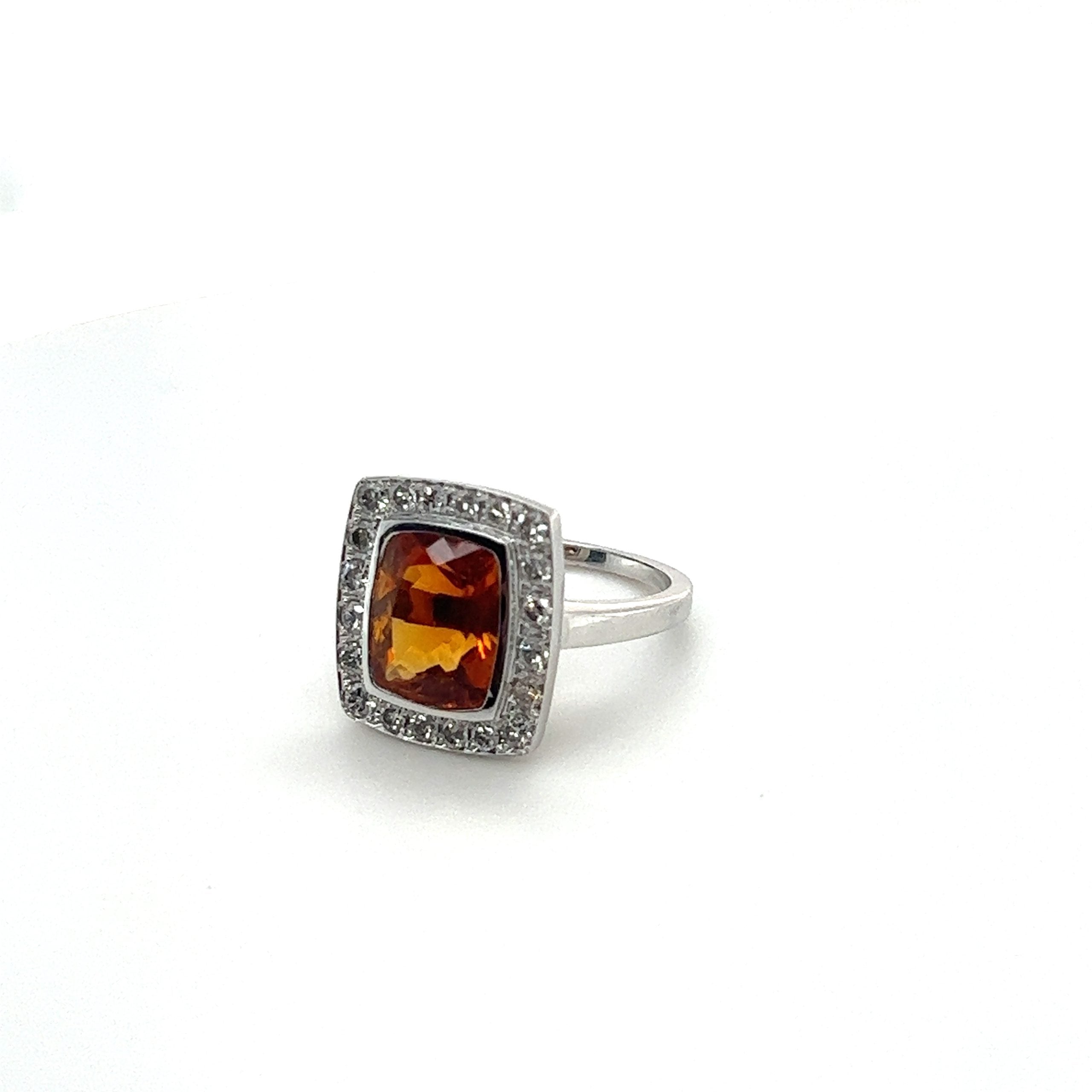 Orange Topaz and Diamond Cocktail Ring