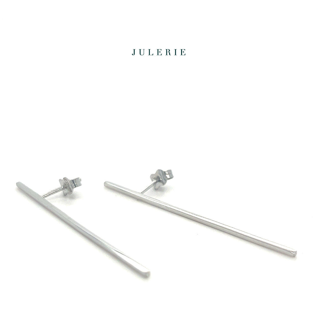 WHITE GOLD BAR DROP EARRINGS