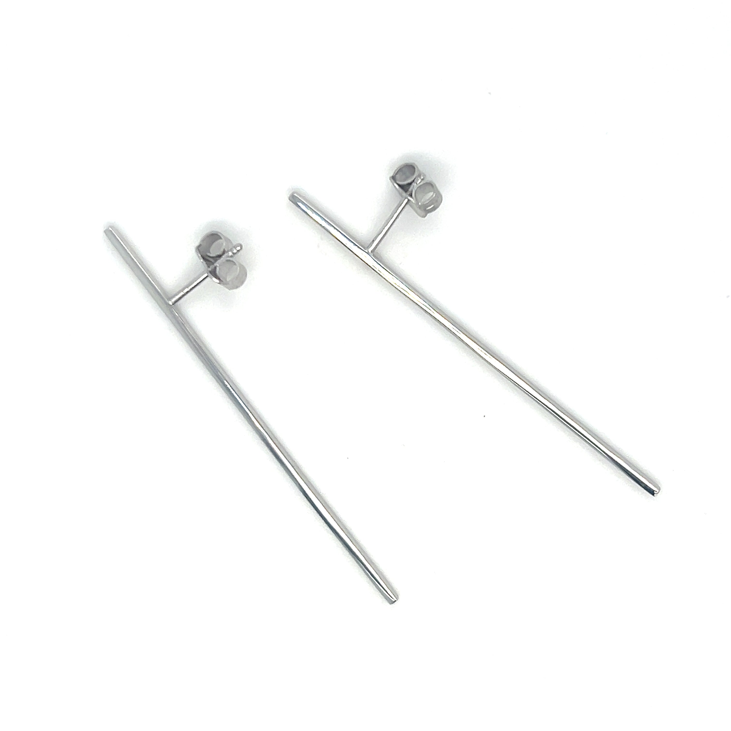 WHITE GOLD BAR DROP EARRINGS