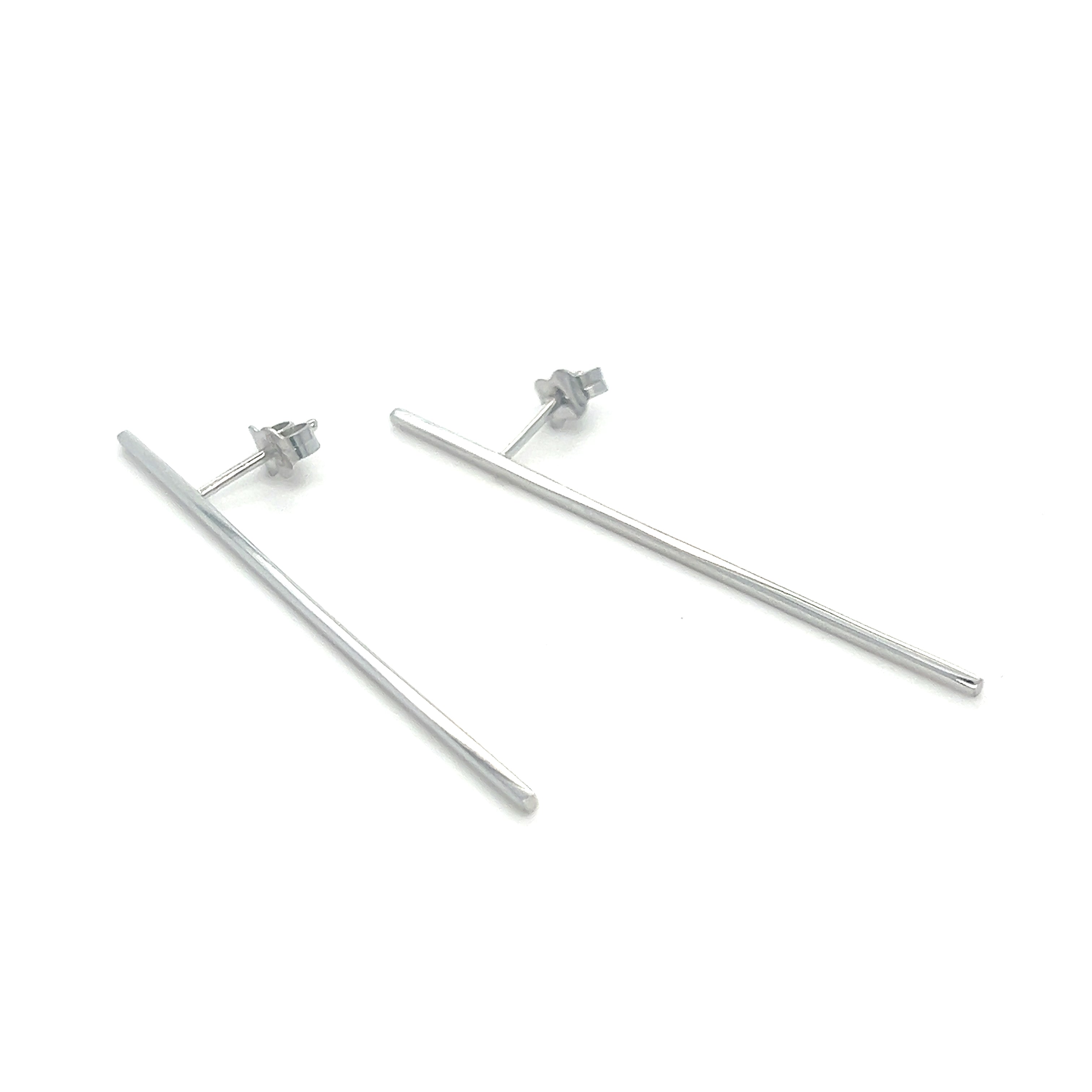 WHITE GOLD BAR DROP EARRINGS