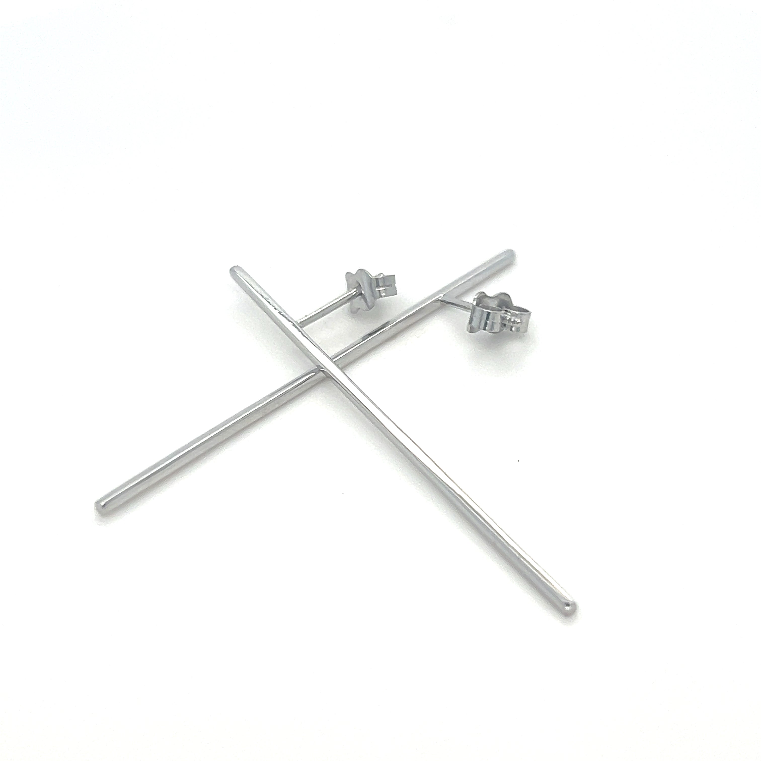 WHITE GOLD BAR DROP EARRINGS