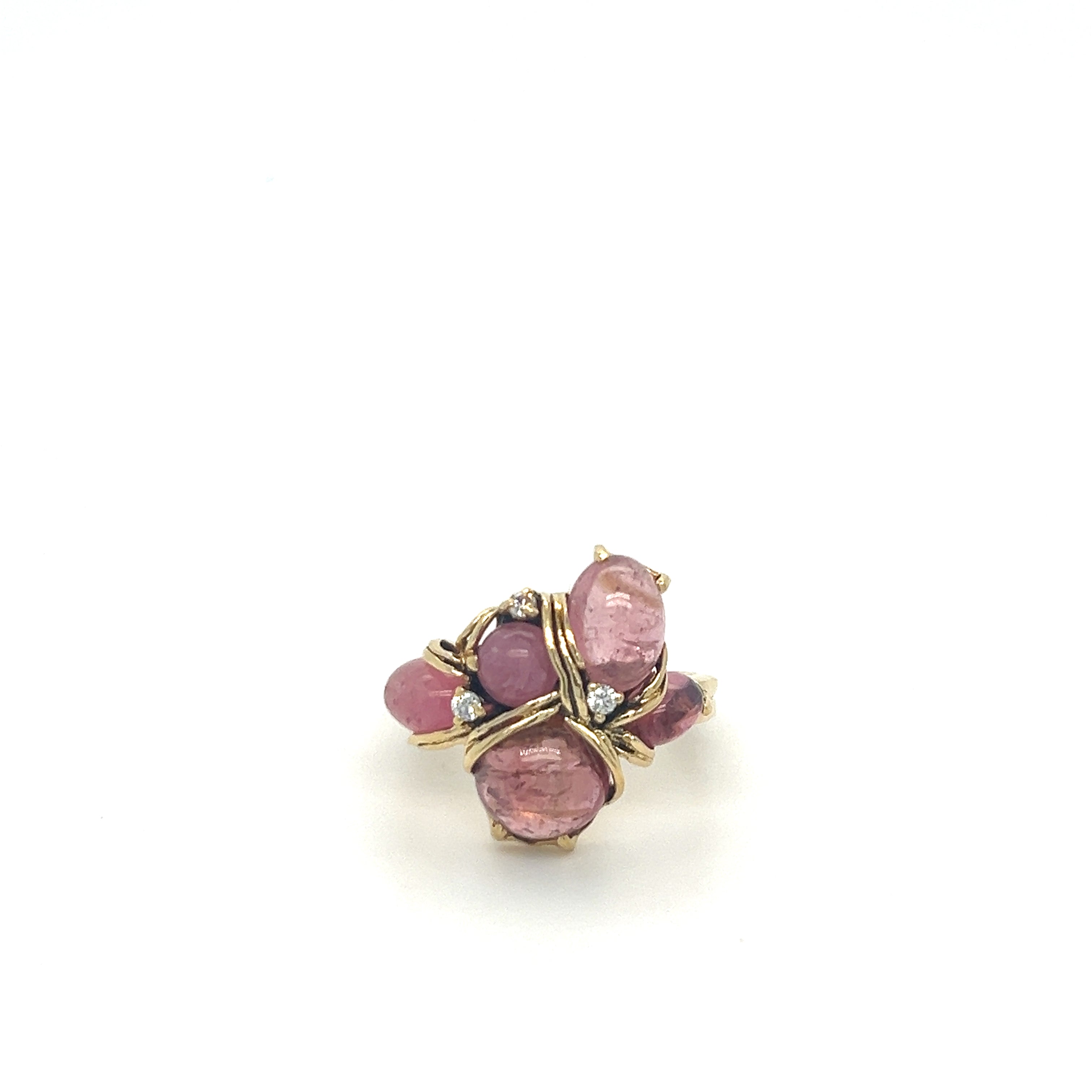 PINK TOURMALINE & DIAMOND GOLDEN RING