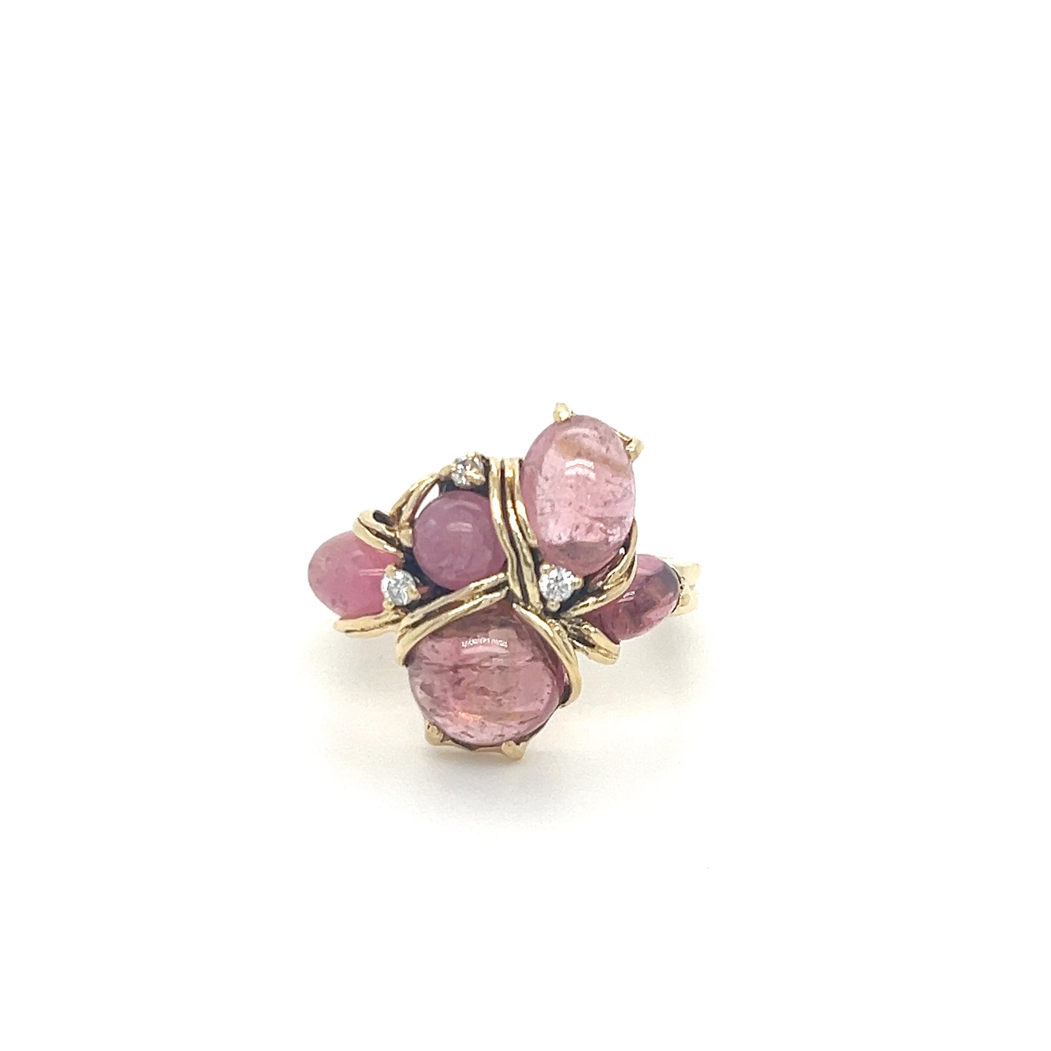 PINK TOURMALINE & DIAMOND GOLDEN RING