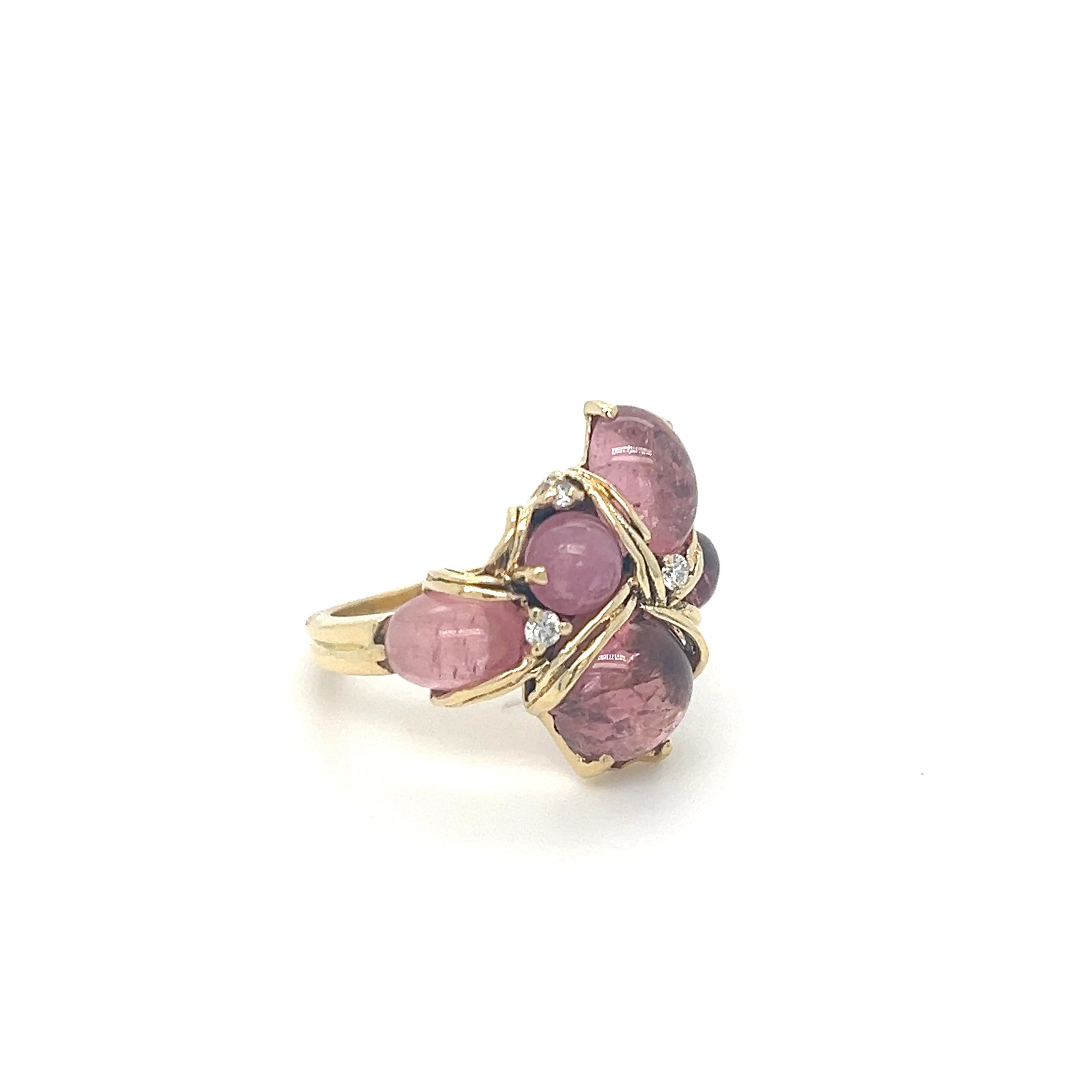 PINK TOURMALINE & DIAMOND GOLDEN RING