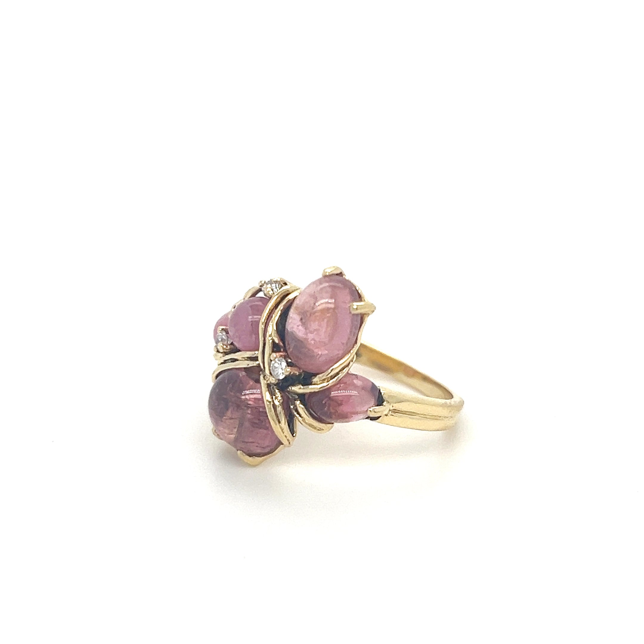 PINK TOURMALINE & DIAMOND GOLDEN RING