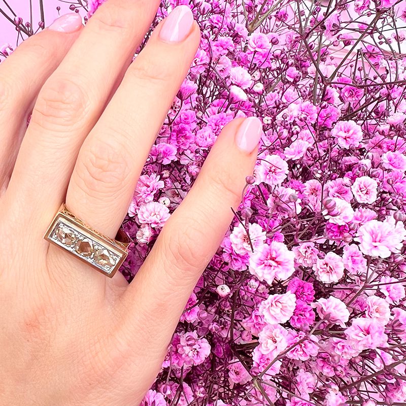 ROSE CUT TRILOGY DIAMOND RING