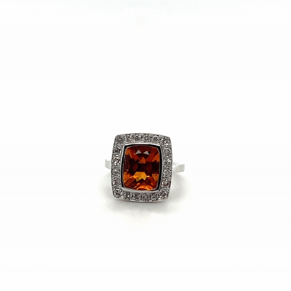 Orange Topaz and Diamond Cocktail Ring