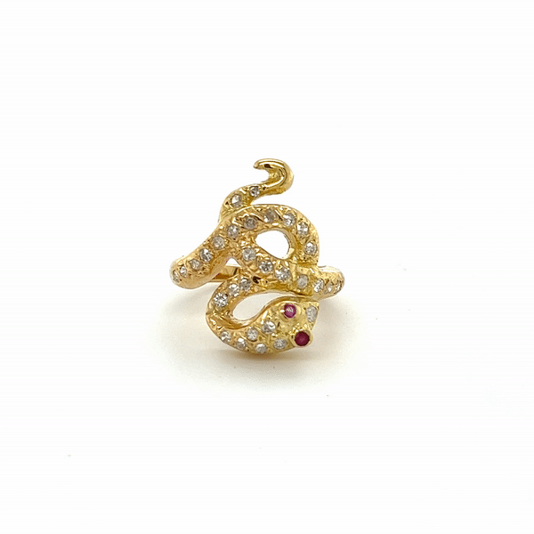 DIAMOND & RUBY SNAKE RING
