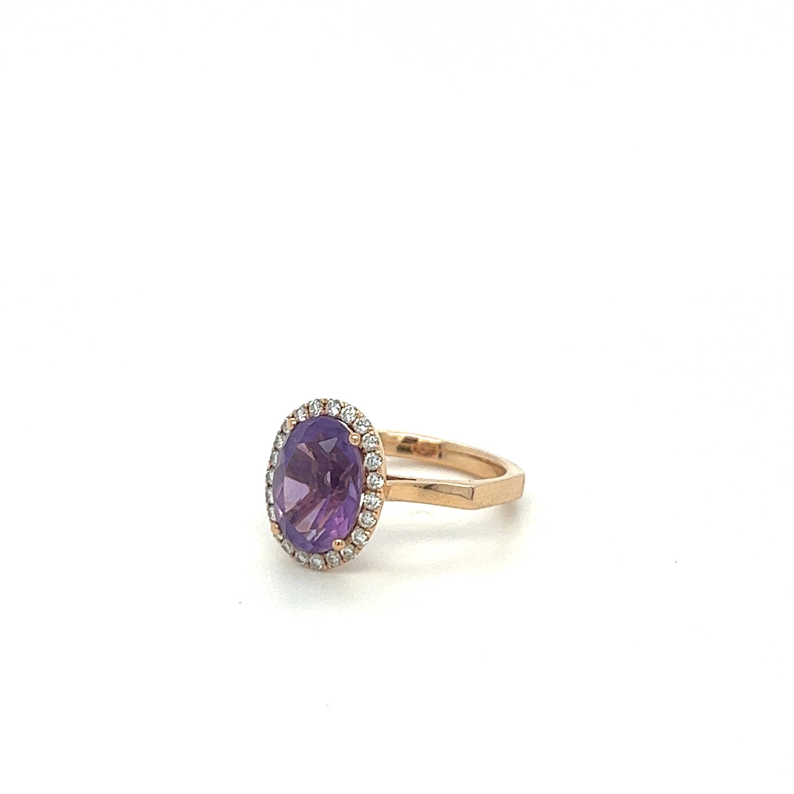 amethyst and diamond Cluster Ring