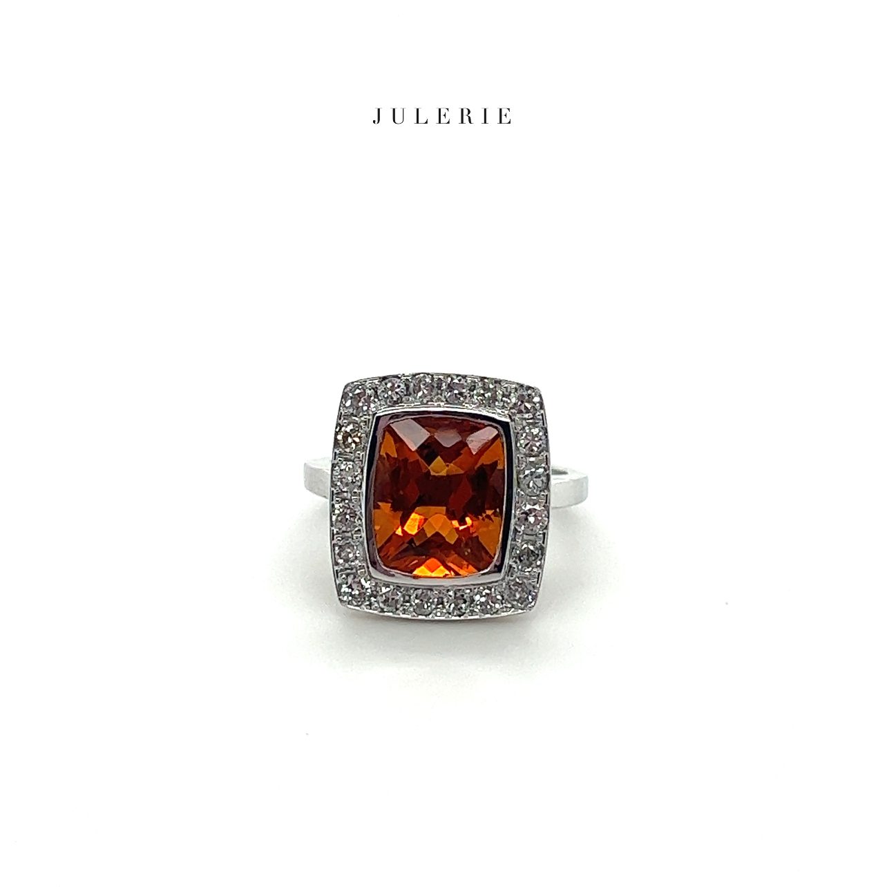 Orange Topaz and Diamond Cocktail Ring