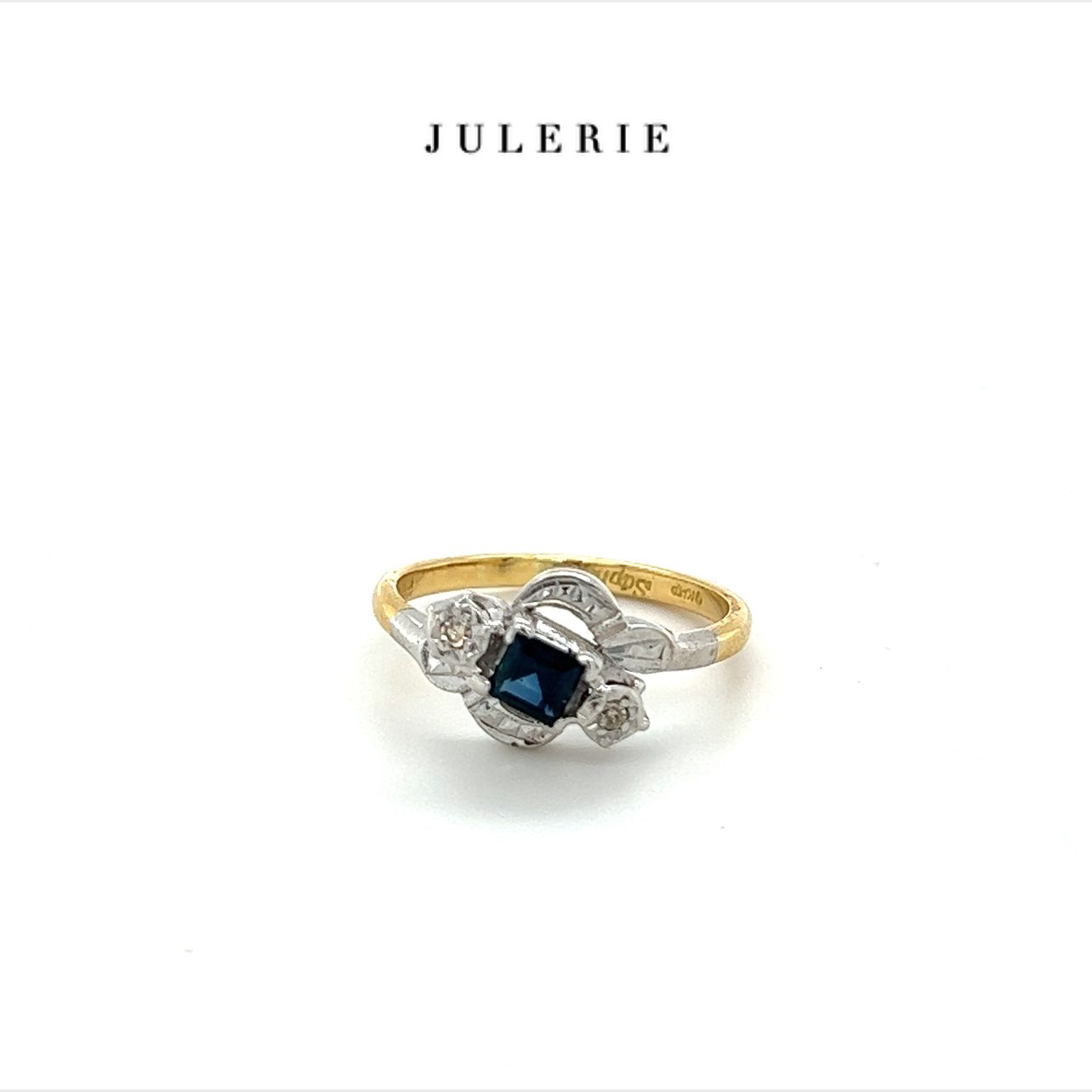 SAPPHIRE & DIAMOND TWO -TONE RING