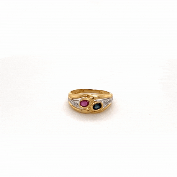 TWO-TONE RUBY & SAPPHIRE RING