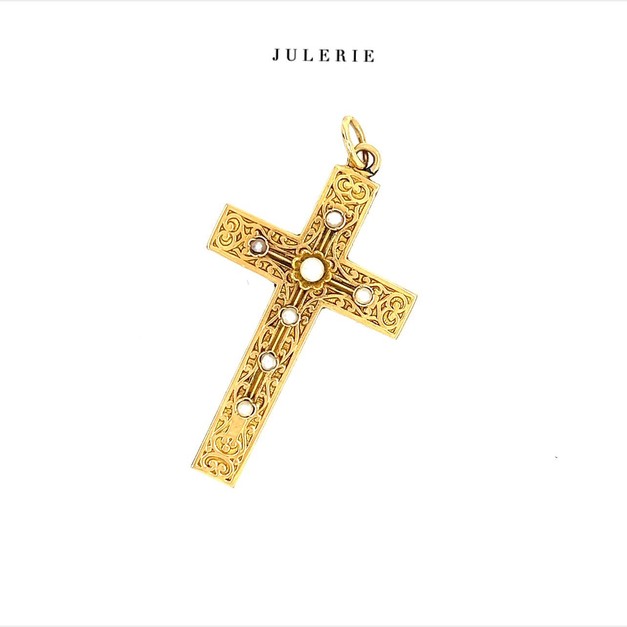 PEARL ANTIQUE CROSS PENDANT
