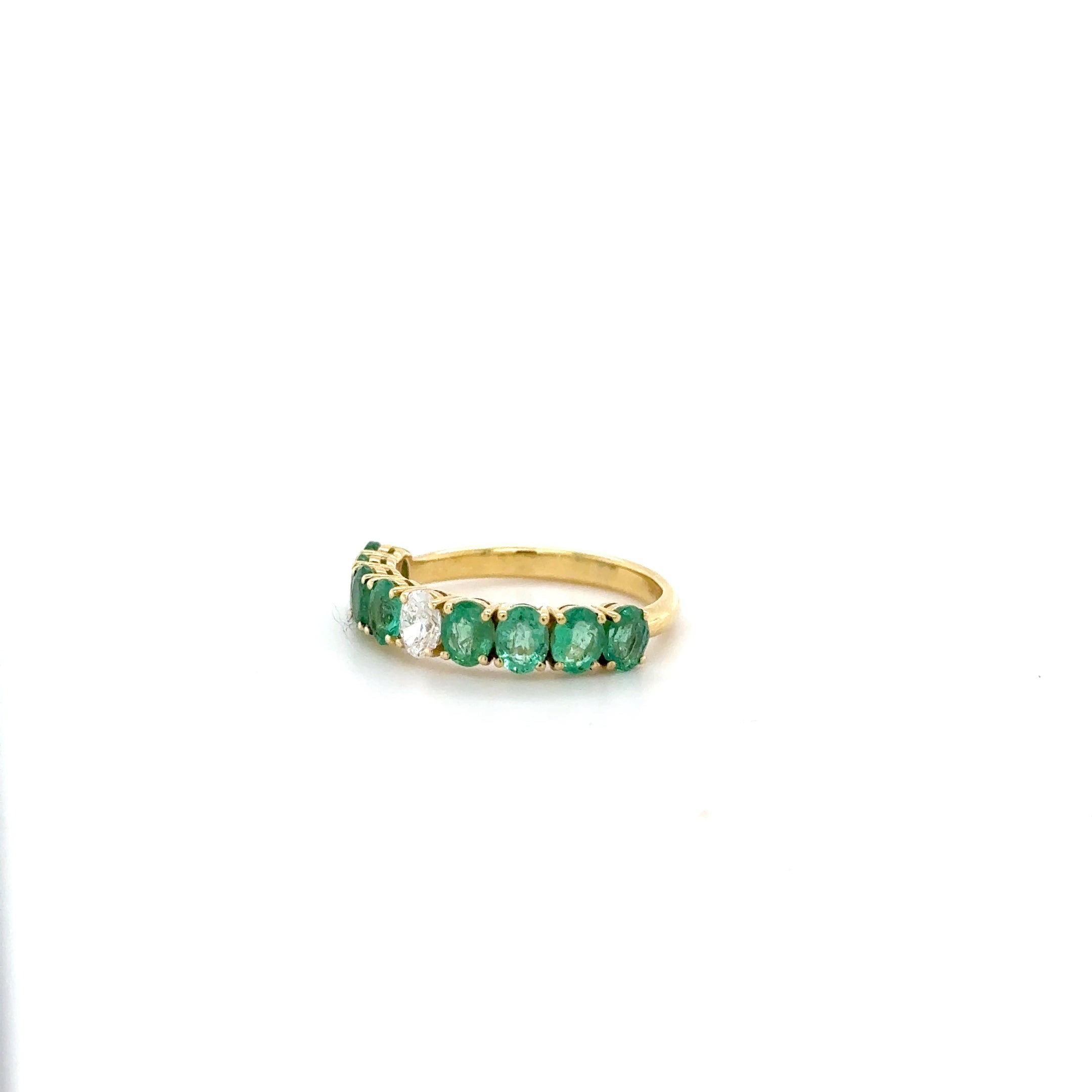 EMERALD & DIAMOND HALF ETERNITY RING
