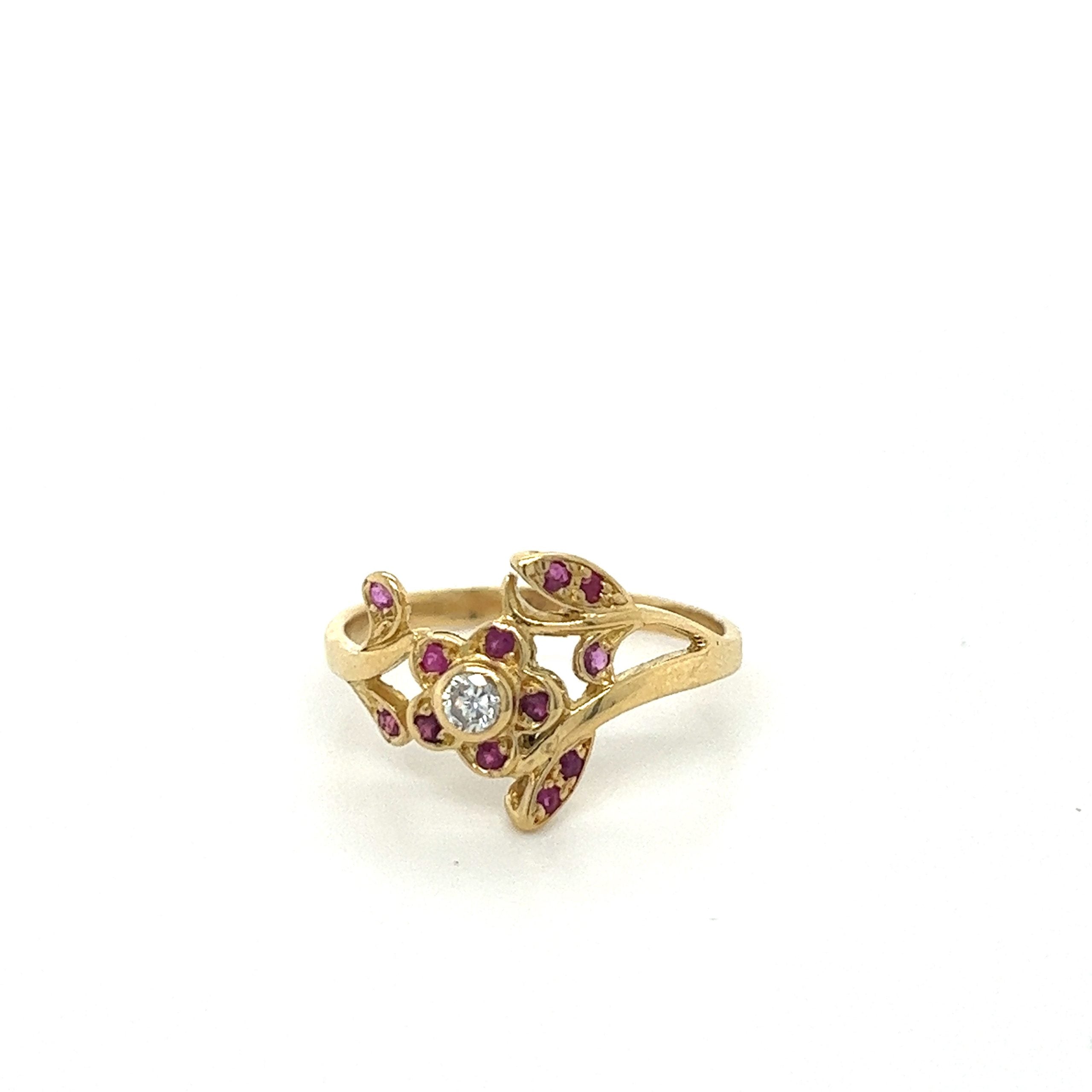 Flower Diamond and Ruby Ring