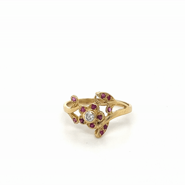 Flower Diamond and Ruby Ring